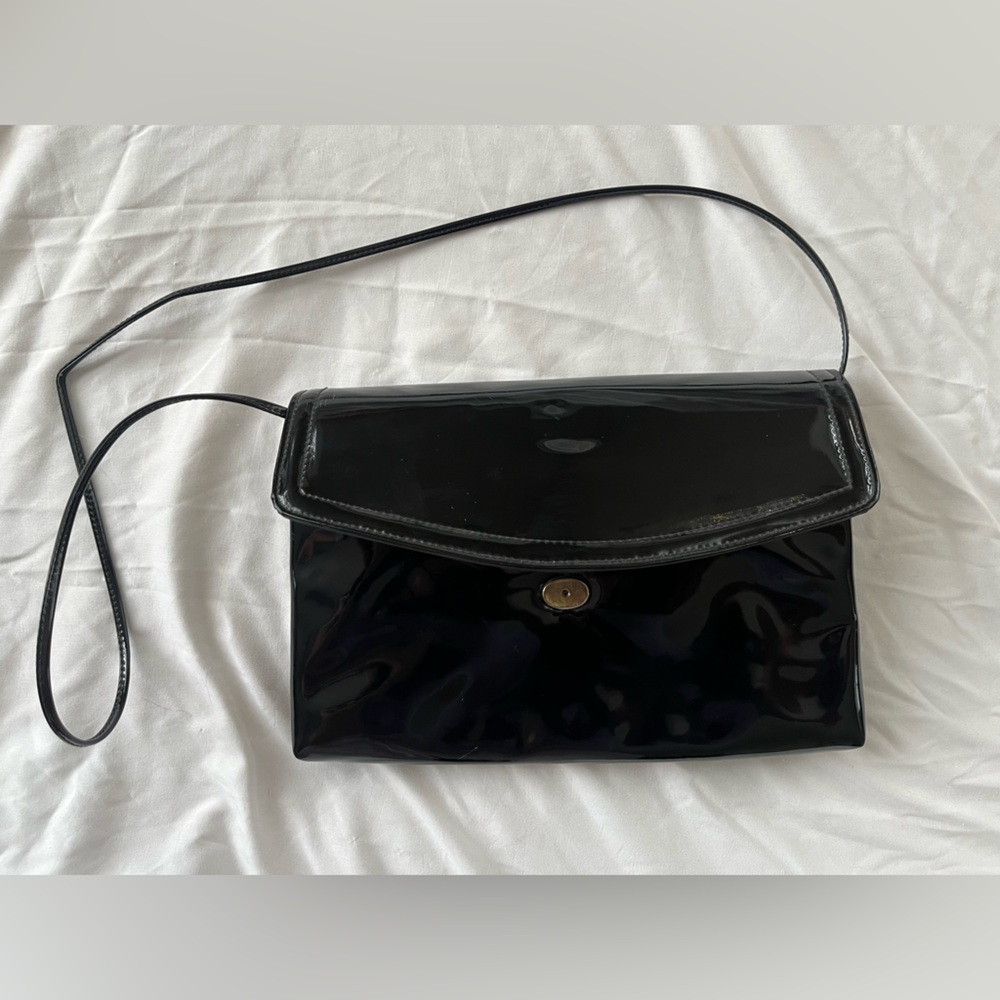 Vintage Black Patent Leather Clutch